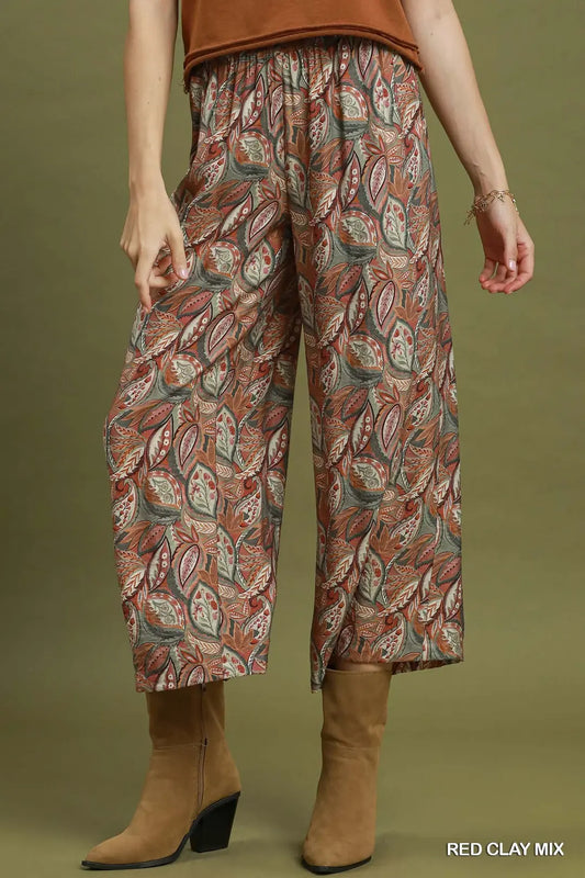 FLORAL WIDE LEG PANTS