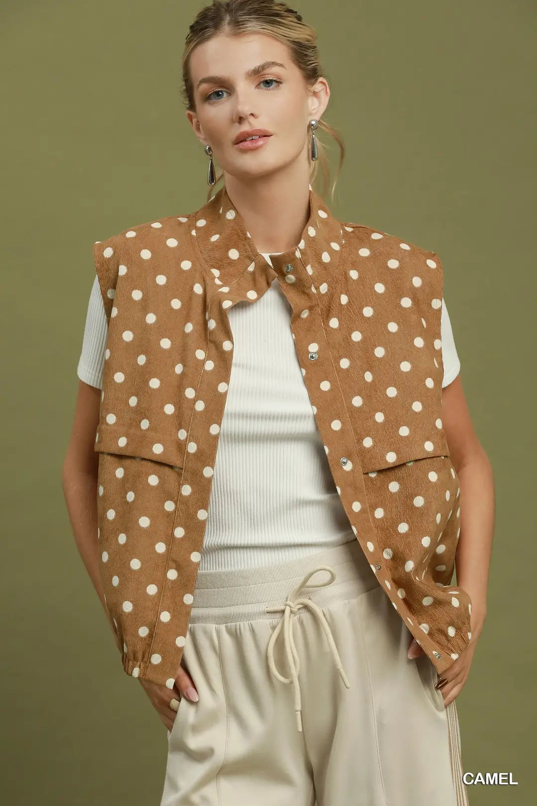 POLKA DOT HIGH NECK UTILITY VEST