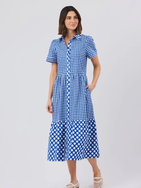 JEMA GINGHAM NAVY DRESS