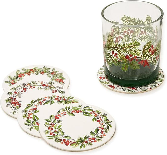 MERRY BERRY CHRISTMAS PAPER COASTERS