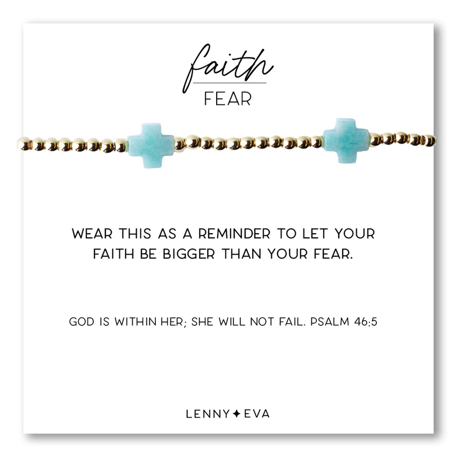 FAITH OVER FEAR 3MM AMAZONITE BRACELET