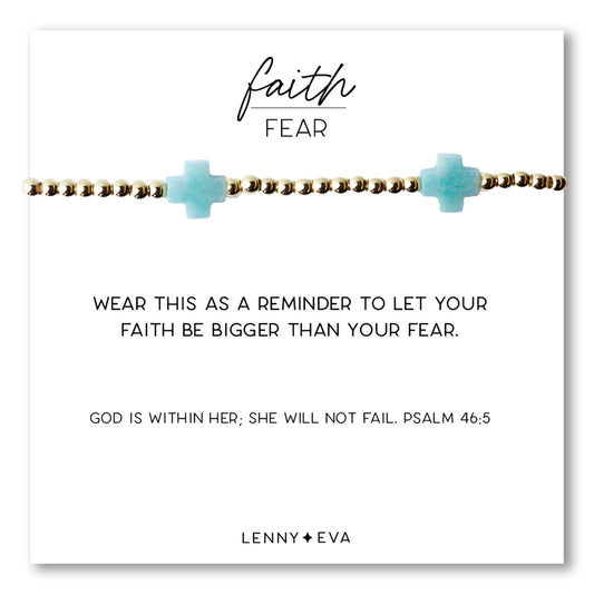 FAITH OVER FEAR 3MM AMAZONITE BRACELET
