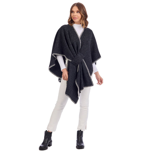 Black Hayword Blanket Stitch Poncho
