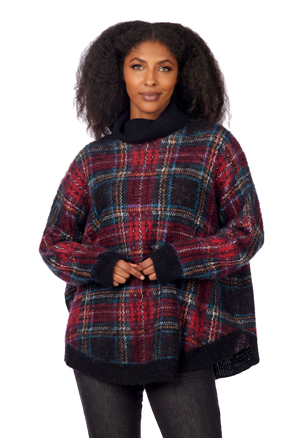 CARLA PLAID SWEATER- RED