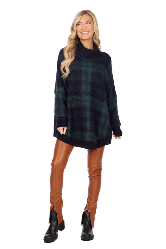 CARLA PLAID SWEATER- GREEN