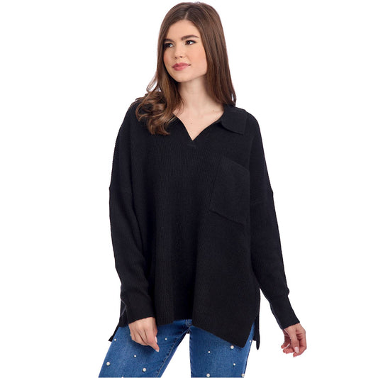 Black Noa Collared Sweater