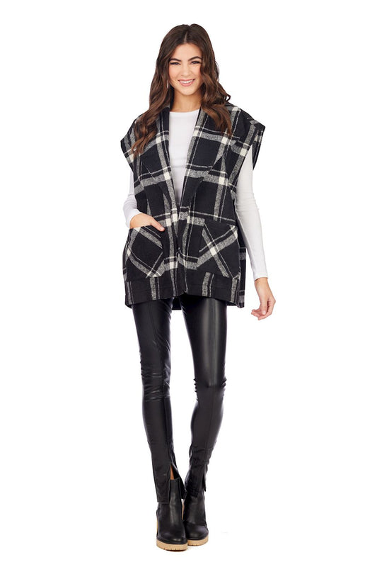 HENDRIX PLAID VEST- BLACK