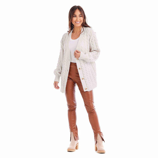 CREAM VIVIA TEXTURED CARDIGAN