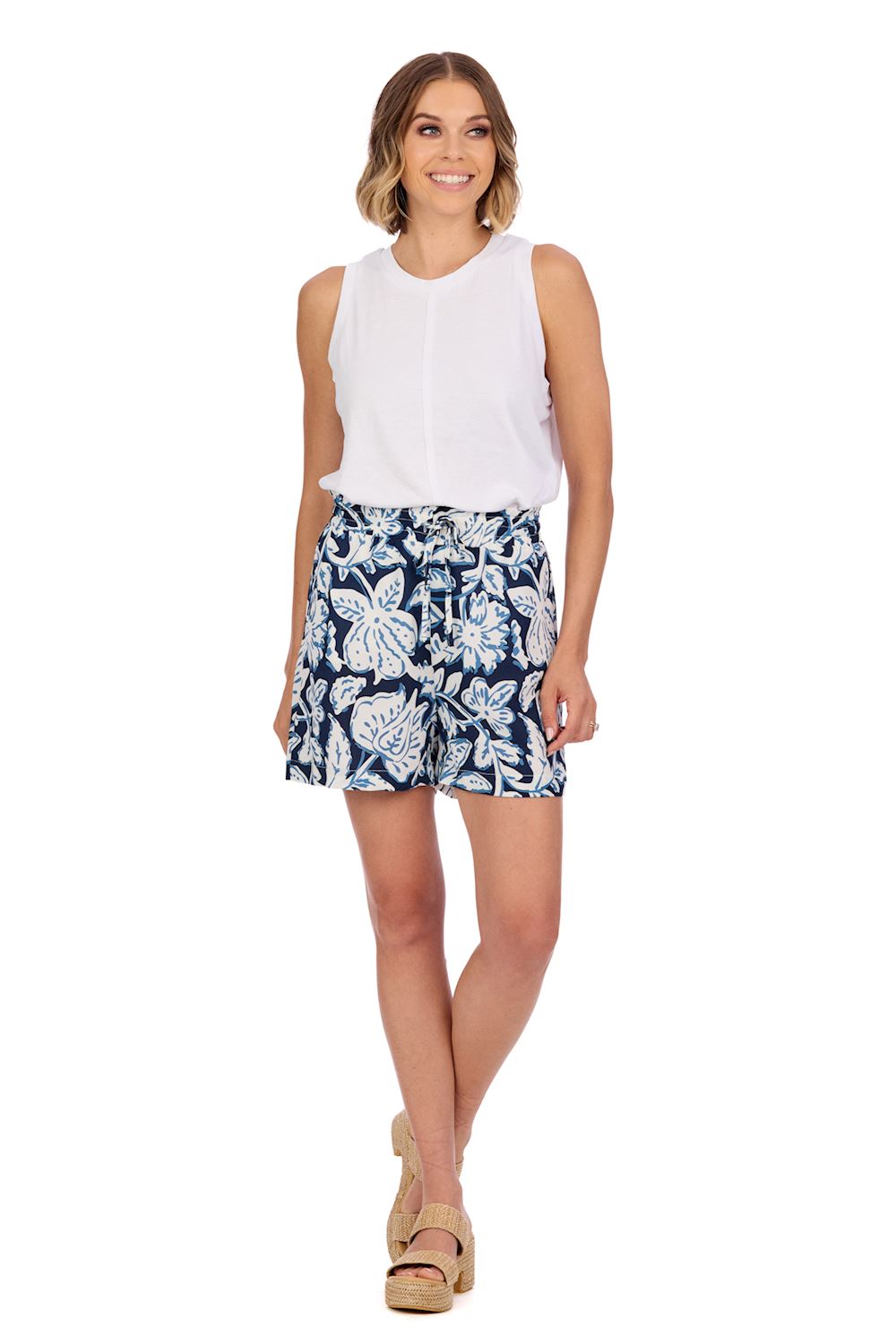 MARLO PRINTED SHORTS NAVY