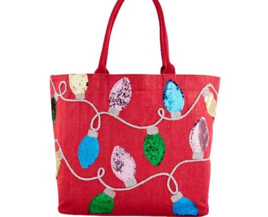 HOLIDAY SPARKLE TOTE- RED