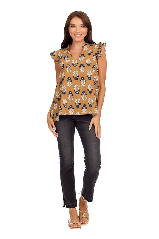 MARLO PRINTED TOP YELLOW