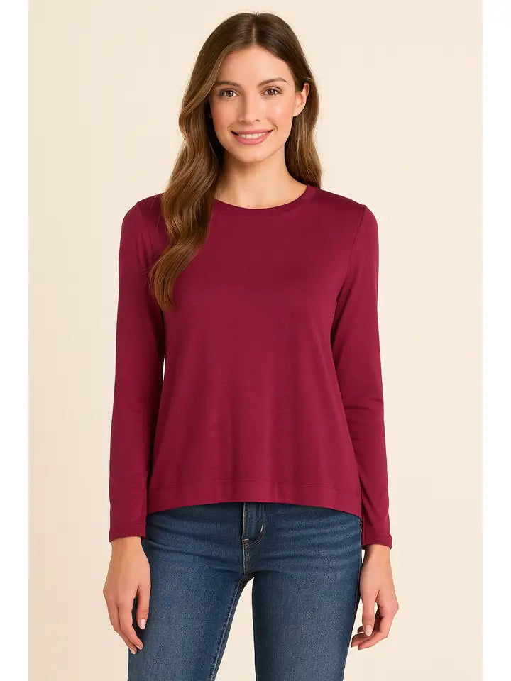 DRIED PLUM SCOOP NECK TEE