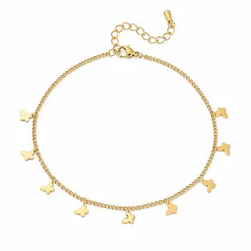 Tarnish Resistant Gold butterfly anklet