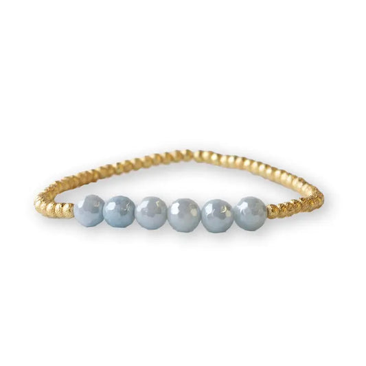 GILDED GOLD ROW BRACELET AQUAMARINE