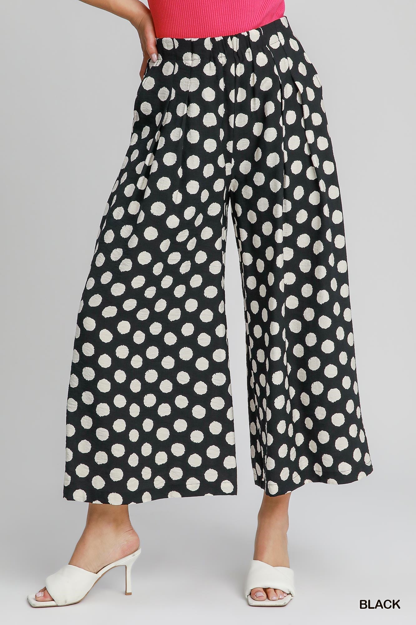 POLKA DOT WIDE LEG PANT BLACK