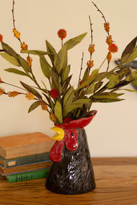 CERAMIC ROOSTER HEAD VASE