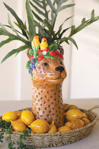 CERAMIC TROPICAL CHEETCH VASE