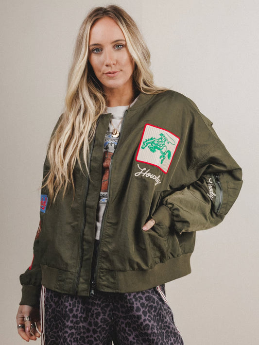GREEN WESTERN BOMBER JACKET