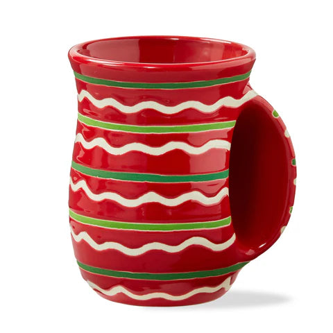 FESTIVE STRIPE HANDWARMER MUG RED MULTI