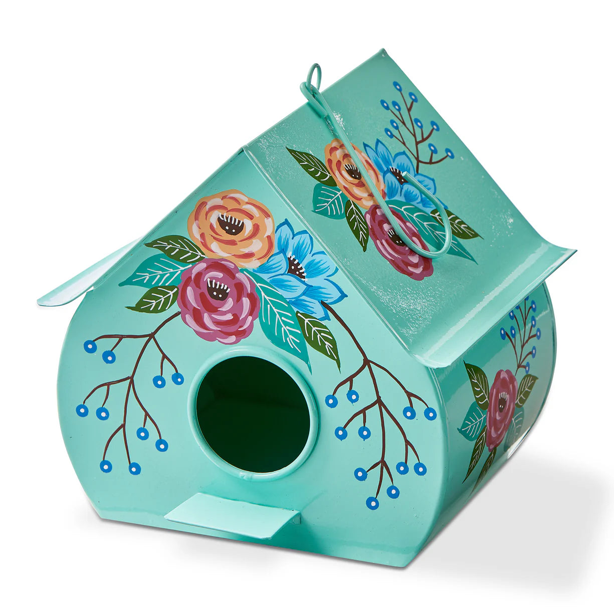 HAND PAINTED FLOWERS BIRD HOUSE