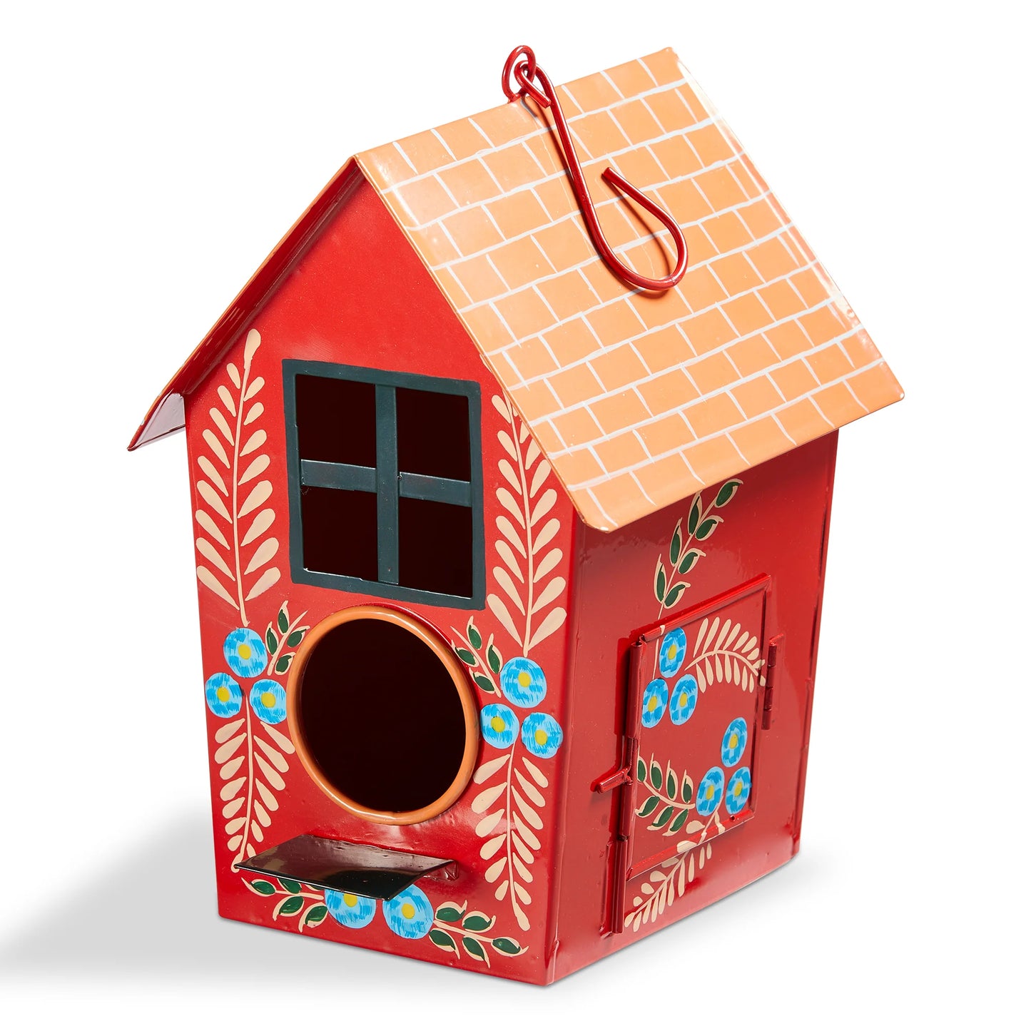 HAND PAINTED FEATHERS BIRD HOUSE