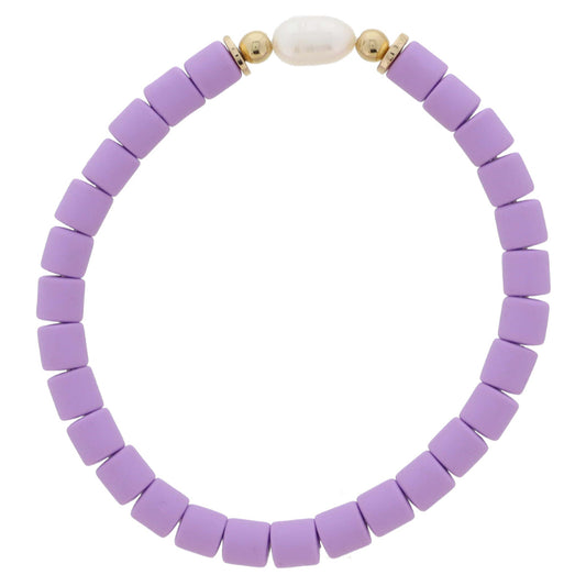 LAVENDER RUBBER AND PERAL BRACELET