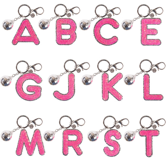 Disco Ball Initial Keychain