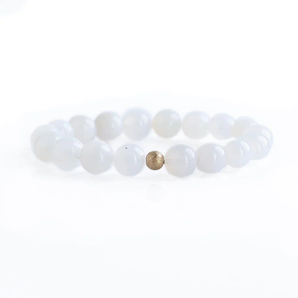 GEMSTONE BRACELET 10MM WHITE AGATE