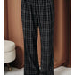 PLEATED PLAID WIDE LEG