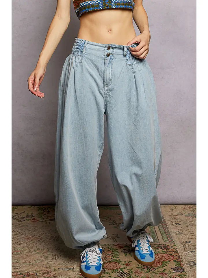 WIDE LEG DENIM PANTS