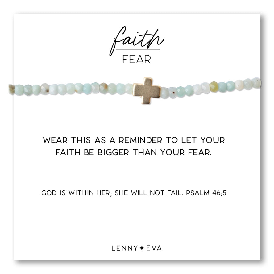 FAITH OVER FEAR AMAZONITE GEM BRACELET