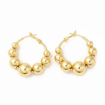 LARGE GOLD BEADED HOOPS