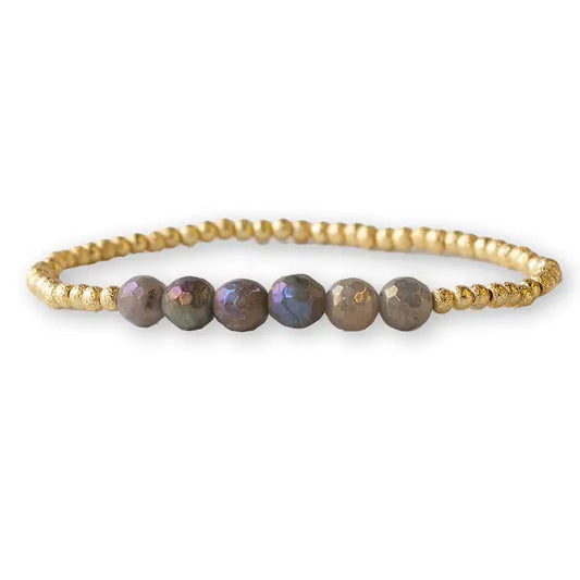 GILDED GOLD ROW BRACELET LABRADORITE