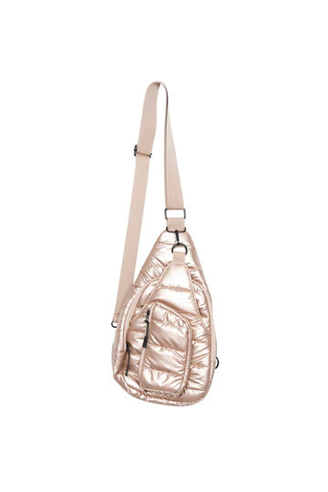 CHAMPAGNE METALLIC SLING BAG