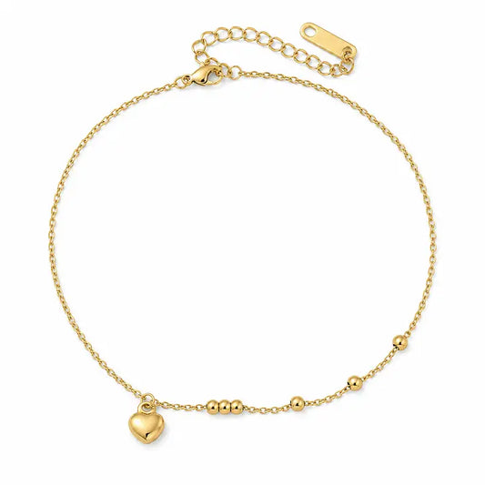 Tarnish Resistant Gold Heart Charm Anklet