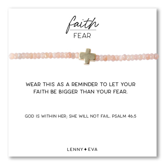 FAITH OVER FEAR SUNSTONE GEM BRACELET