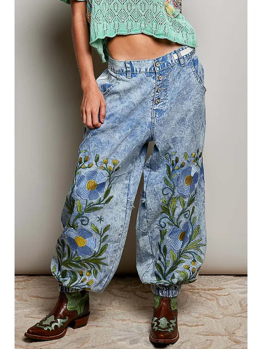 BLUE DENIM BAGGY PANTS