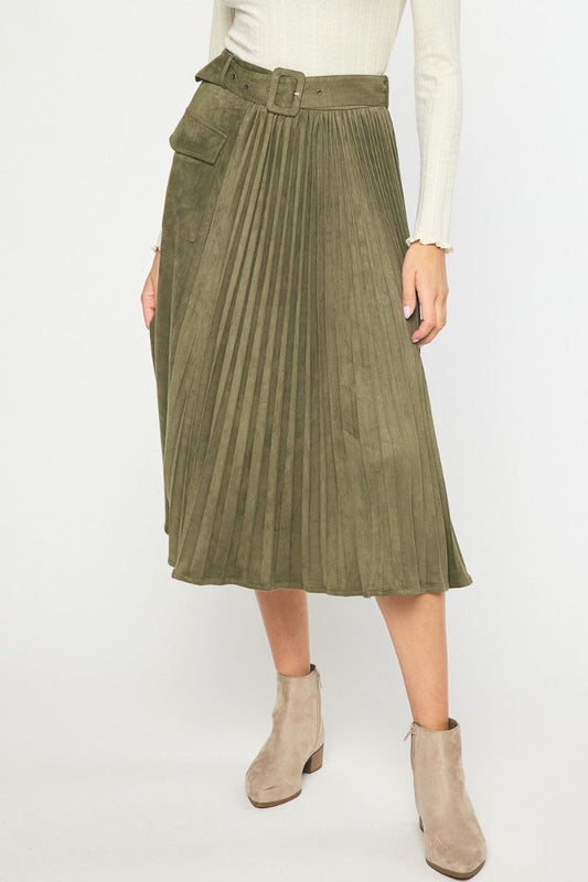 Faux Suede Midi Skirt