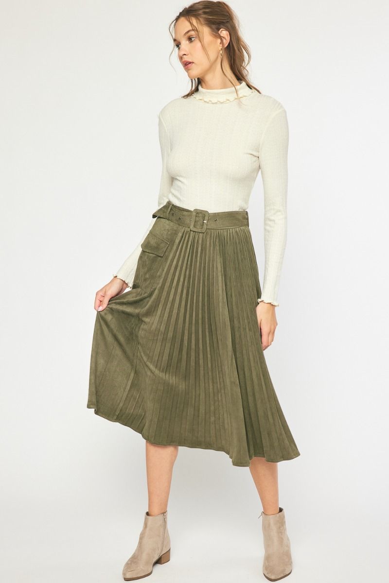 Faux Suede Midi Skirt