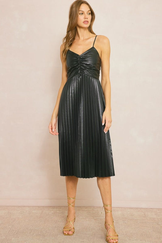 Faux Leather Midi Dress