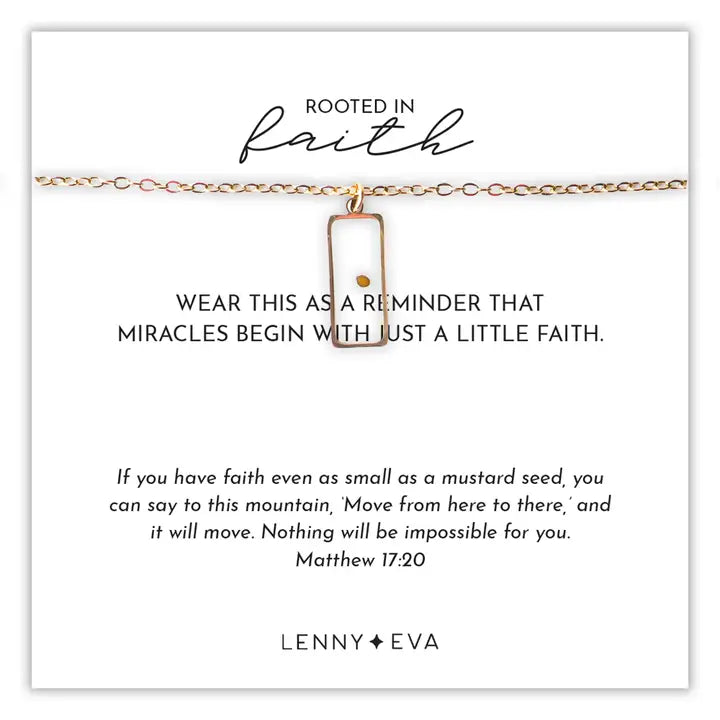 FAITH OVER FEAR MUSTARD SEED RECTANGLE NECKLACE