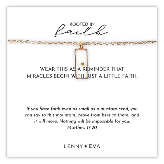 FAITH OVER FEAR MUSTARD SEED RECTANGLE NECKLACE