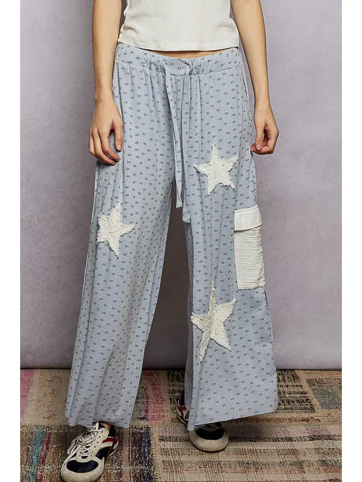 POWDER BLUE PATCHWORK PANTS