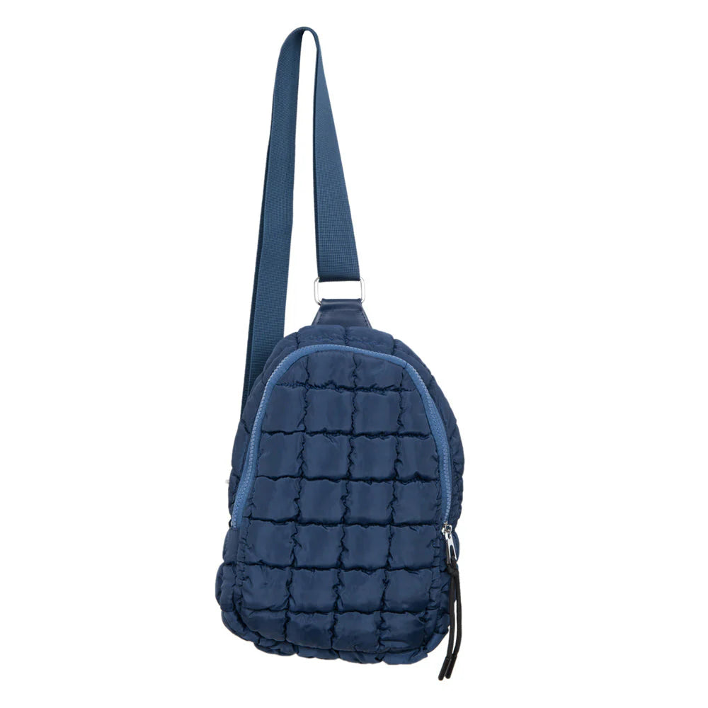 NAVY QUILTED SLING BAG