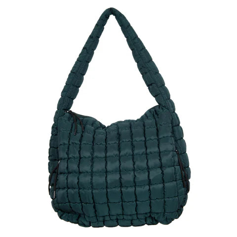 FOREST GREEN OVERSIZED QUILTED TOTE BAG