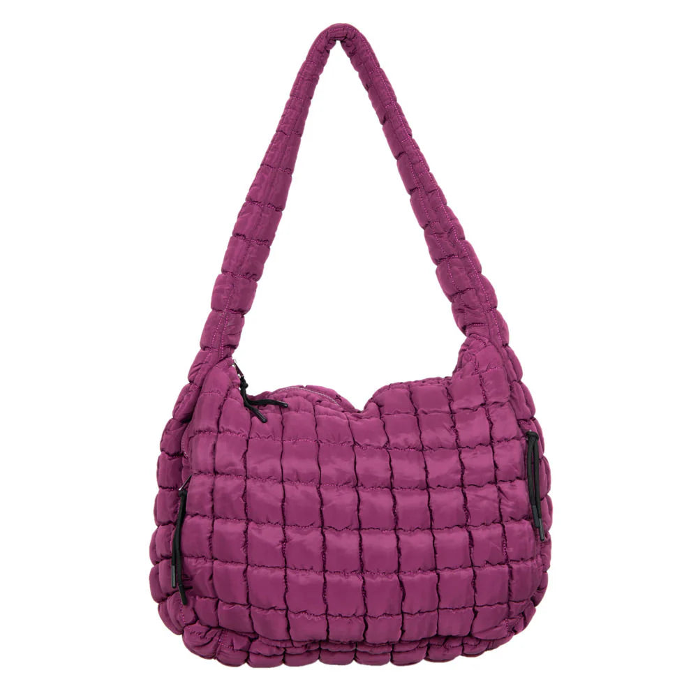 PLUM OVERSIZED QUILTED HOBO BAG