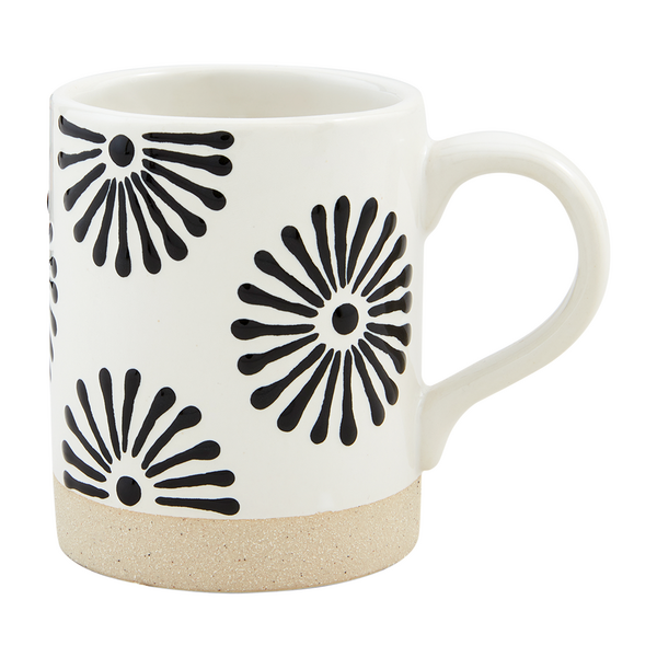 WHITE STARBURST STONEWARE MUG