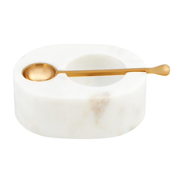 WHITE MARBLE SALT CELLAR