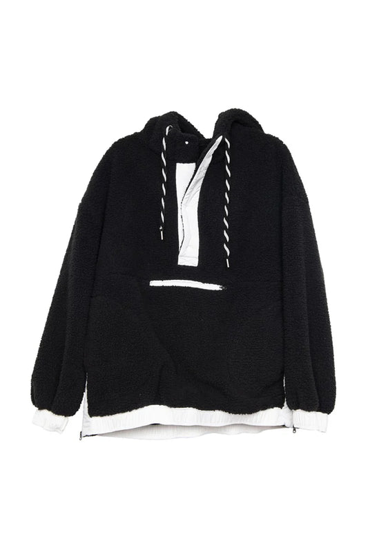 BLACK SHERPA FLEECE PULLOVER