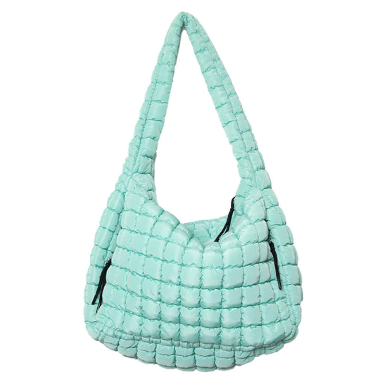 MINT OVERSIZED QUILTED HOBO TOTE BAG